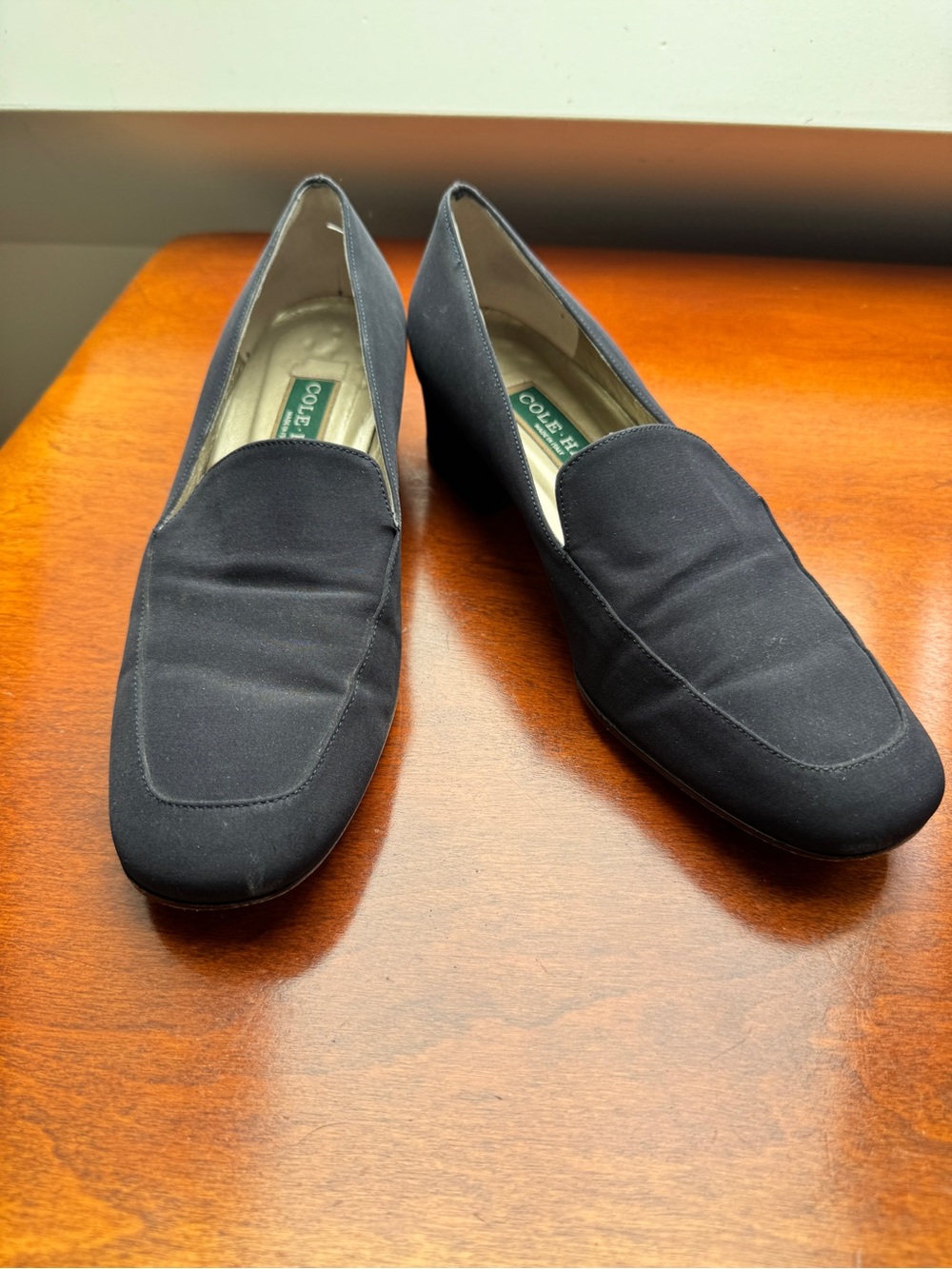 Cole Haan Navy Slip-On Loafers with Heel, Size 8